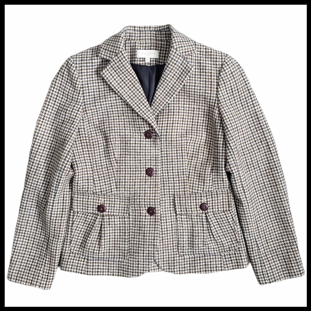 Talbots Black and White Houndstooth Blazer